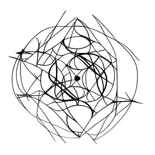 Abstract geometric shapes inspired by famous art pieces tattoo design idea