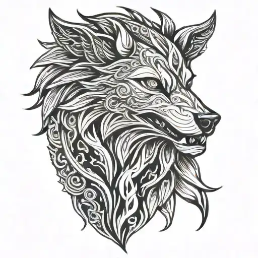 fenrir viking norse wolf tattoo design idea