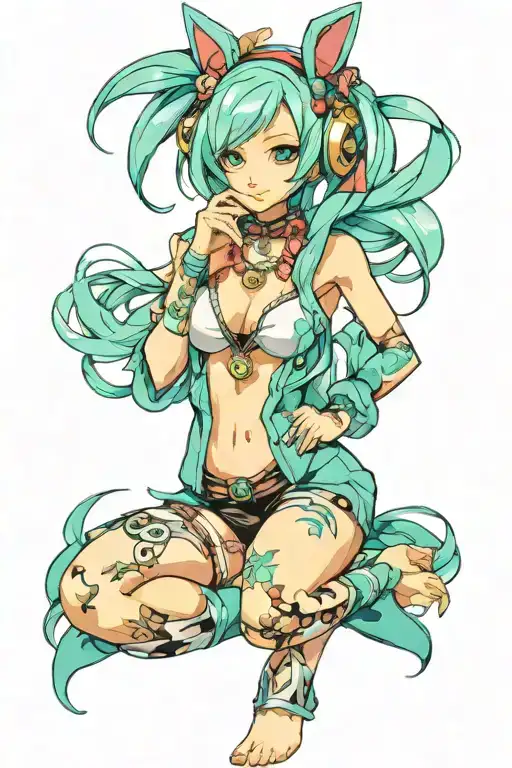 Hatsune miku pinup tattoo design idea