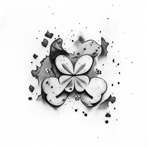 irish style clover dark green and black with a knife style stem dripping blood tattoo design idea