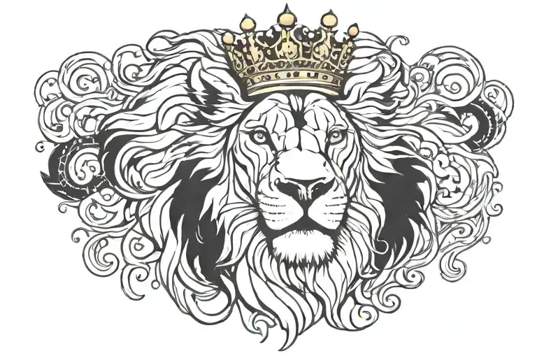 Create a tattoo of a lion with a crown to represent loyalty and leadership in the business world tattoo design idea