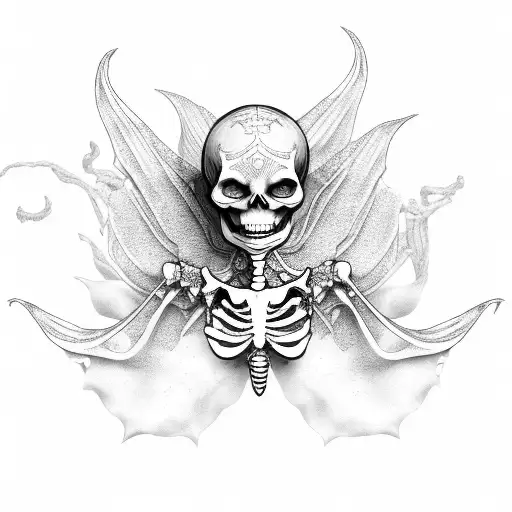 Skeleton mermaid tattoo design idea