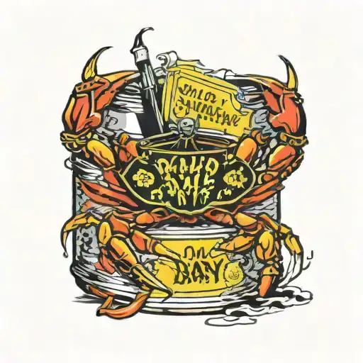Maryland crab can of old bay turntable flag  tattoo design idea