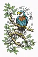 evergreen tree with seahawk on branch tattoo design idea