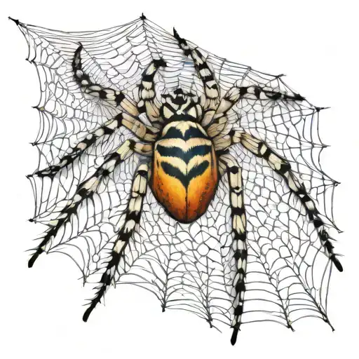 hawaiian garden spider on web tattoo on right shoulder trap tattoo design idea