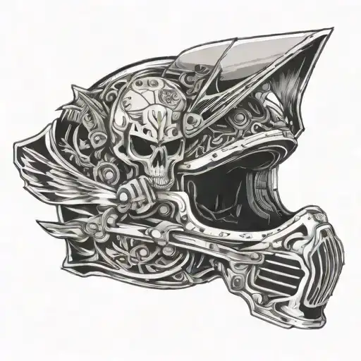 helmet skull moto sport ready to race counter tattoo design idea