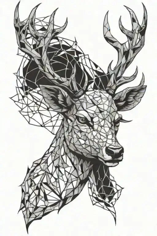deer head and dragon tattoo design idea