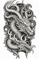 dragon and deer head tattoo design idea