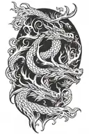 dragon and deer head tattoo design idea
