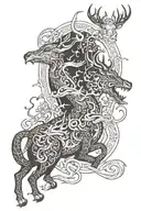 deer and dragon tattoo design idea