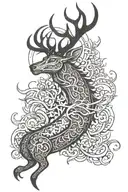 deer and dragon tattoo design idea