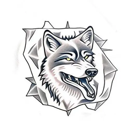 Wolf howling at the Turkish flag tattoo design idea