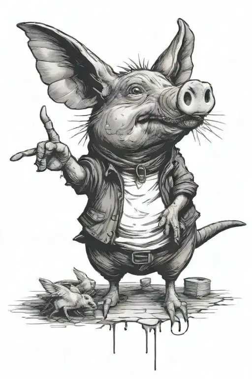 Once upon a time when the birds shit lime and the rats, they chewed tobacco. And the little piggy runs with his finger u tattoo design idea