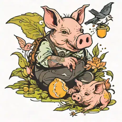Once upon a time when the birds shit lime and the rats, they chewed tobacco. And the little piggy runs with his finger u tattoo design idea