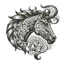 black horse head tattoo design idea