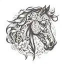black horse head tattoo design idea