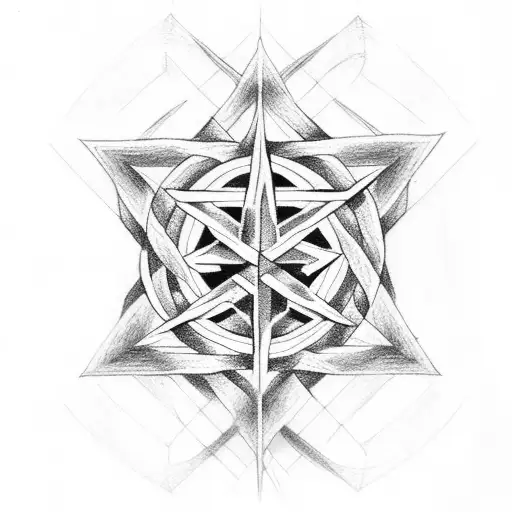 reversed cross and pentagram tattoo design idea