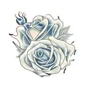 q clock with roses tattoo design idea