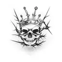 A skull with a crown of thorns, symbolizing the balance between life and death tattoo design idea
