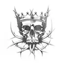 A skull with a crown of thorns, symbolizing the balance between life and death tattoo design idea