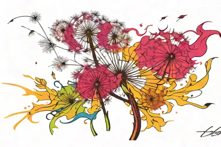 Dandelion blowing in the wind tattoo design idea