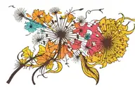 Dandelion blowing in the wind tattoo design idea