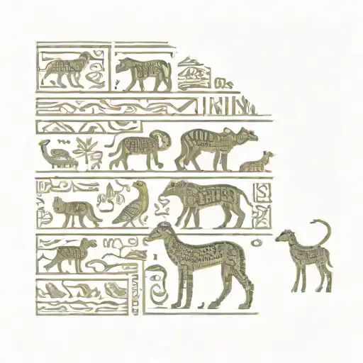 An Egyptian hieroglyphic inspired design featuring animals from Animal Planet tattoo design idea