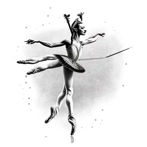 hunting bow ballerina  tattoo design idea