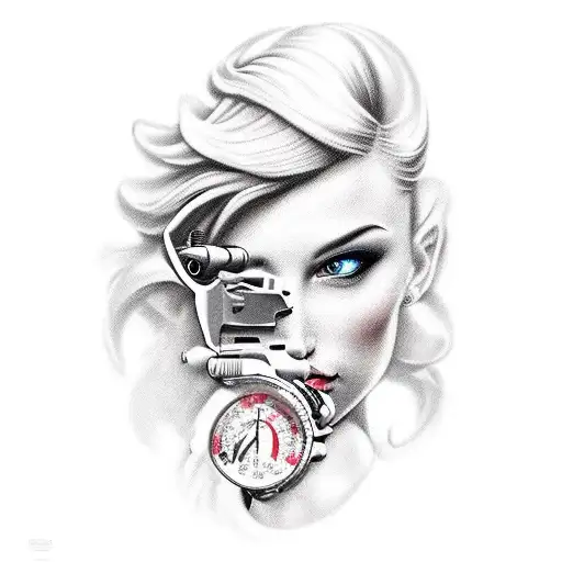 hunting gun ballerina  tattoo design idea