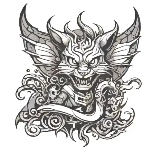 90 cartoon stile tattoo design idea