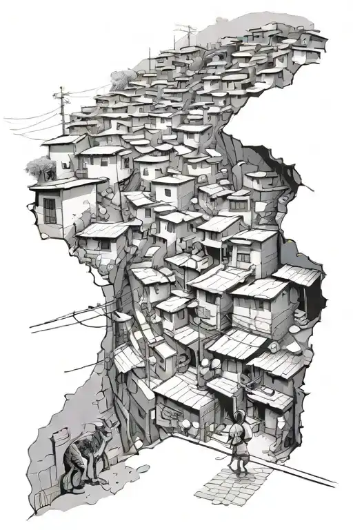 favela with a kid walking towards a goal, there hs to be a cat eye tattoo design idea