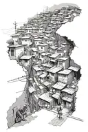 favela with a kid walking towards a goal, there hs to be a cat eye tattoo design idea