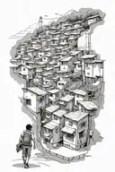 favela with a kid walking towards a goal, there hs to be a cat eye tattoo design idea