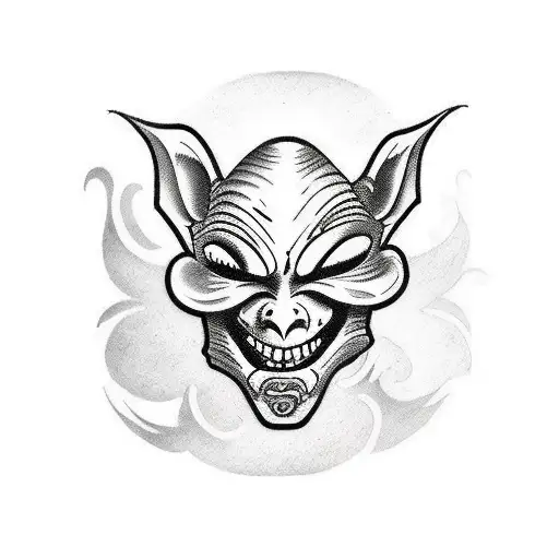 korean goblin masks tattoo design idea