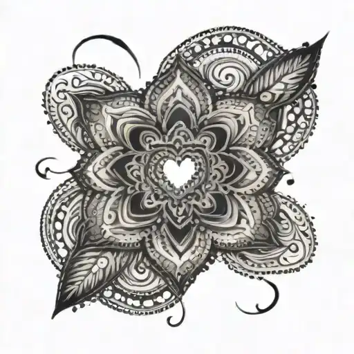 mandala with heart in the middle tattoo design idea