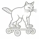 ginger cat stood upright on roller skates tattoo design idea