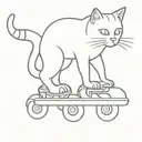 ginger cat stood upright on roller skates tattoo design idea