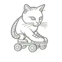 ginger cat stood upright on roller skates tattoo design idea