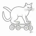 ginger cat stood upright on roller skates tattoo design idea