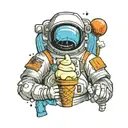 astronaut holding an ice cream cone but the ice cream scoops are the planets tattoo design idea