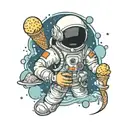 astronaut holding an ice cream cone but the ice cream scoops are the planets tattoo design idea