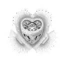 1958, 1979, 2000, 2004, 2012, 2018 in heart form tattoo design idea