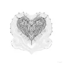 1958, 1979, 2000, 2004, 2012, 2018 in heart form tattoo design idea