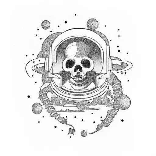 dead astronaut floating in space tattoo design idea