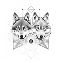 Three wolves sleeve, with geometry tattoo design idea