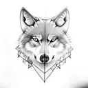 Three wolves sleeve, with geometry tattoo design idea