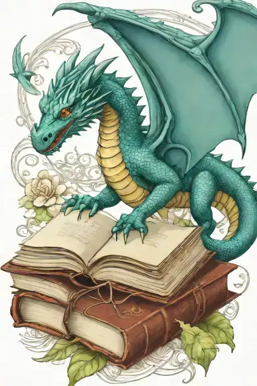  dragon flying book  tattoo design idea