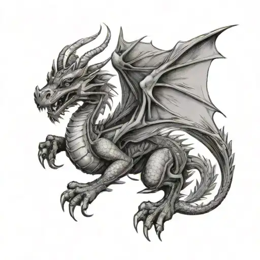 dragon leaving a book tattoo design idea