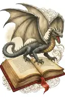 medieval dragon flying over a book tattoo design idea