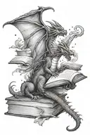dragon flying over a book  tattoo design idea